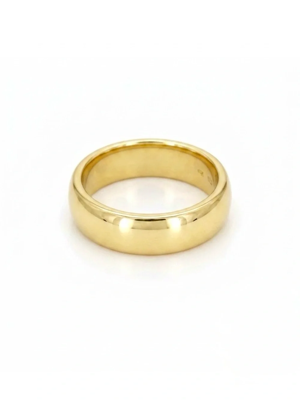 14K Gold Plated Band Ring 6 mm | Simple Dome Wedding Ring | Minimal Jewelry